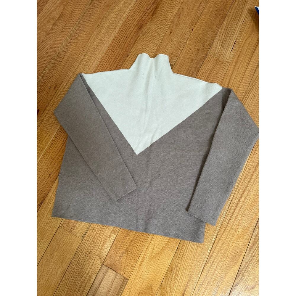 Cynthia Rowley Color Block Mock Turtleneck, Taupe… - image 4